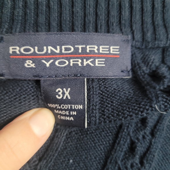 Roundtree & Yorke Navy Cable Knit Sweater - Picture 4 of 4